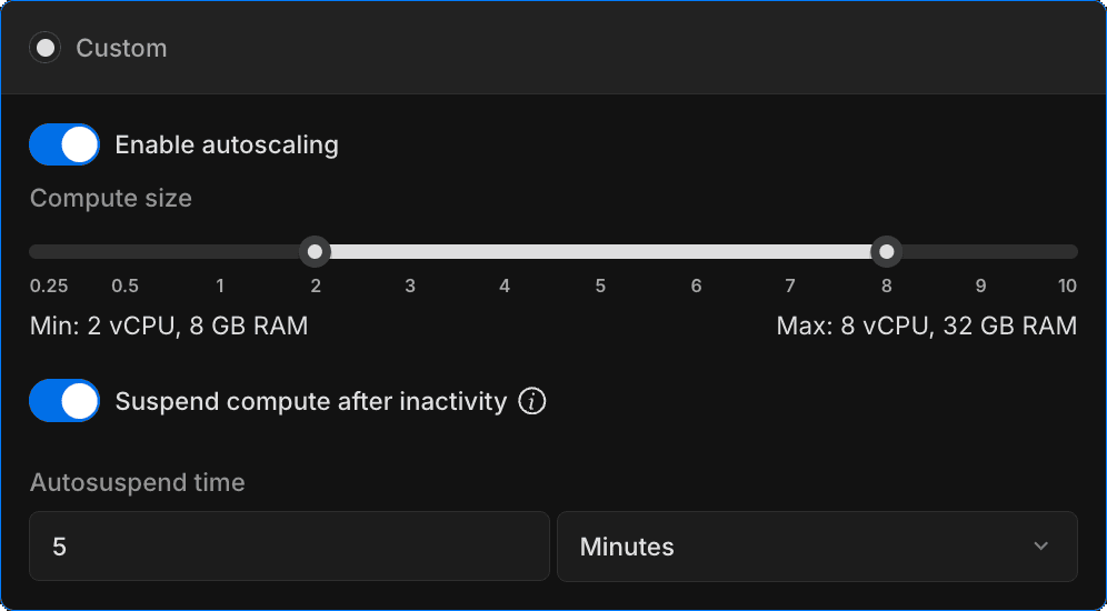 Autoscaling edit settings